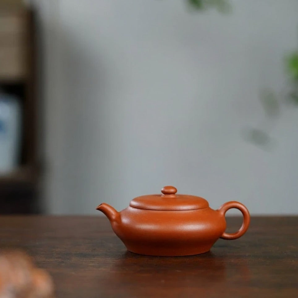 "Shi Yuan" (Persimmon Round) Yixing Teapot – 120cc, Semi-Handmade Small Coal Kiln Zhuni by Zhang Jianqiang