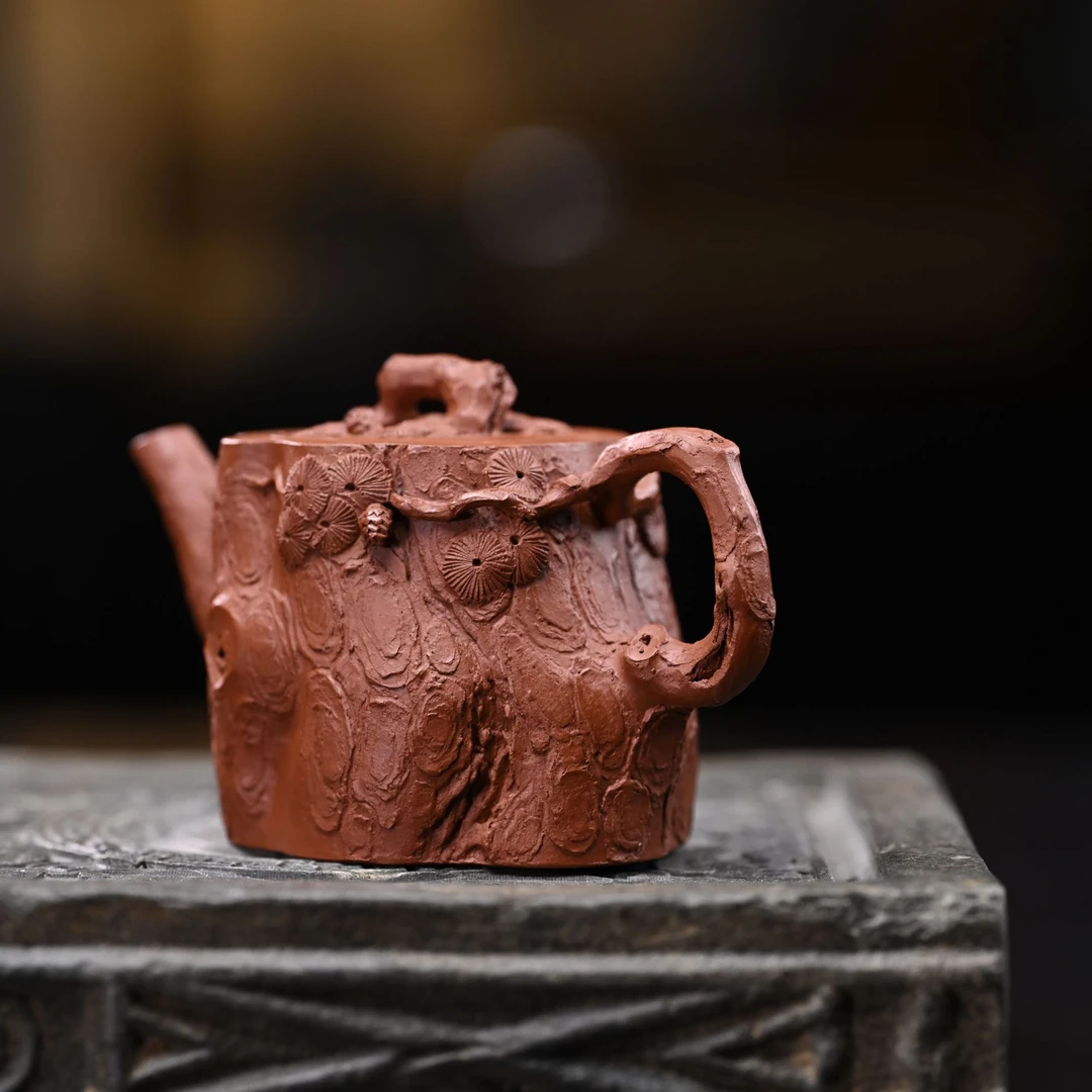 "Song Feng" (Pine Wind) Yixing Teapot – 120cc, Fully Handmade with Small Coal-Kiln Fired Zhu Ni Clay, by Artisan Wang Long