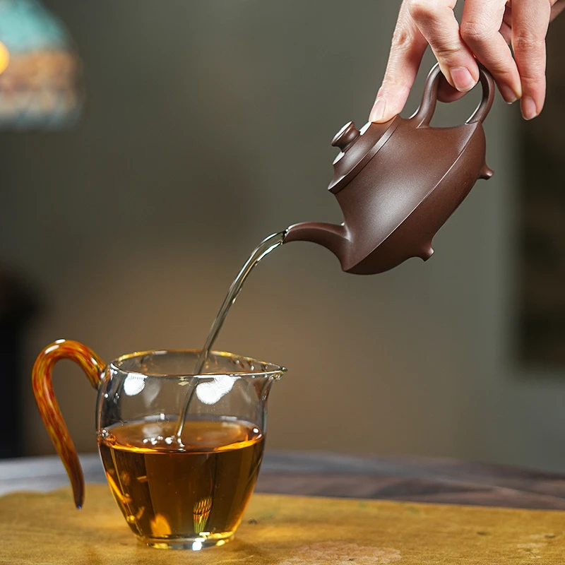 "San Zu Yun Lu" (Three-Legged Cloud Stove) Yixing Teapot β 140cc, Semi-Handmade with Huanglongshan Original Zi Ni Clay, by Artisan Wang Yi