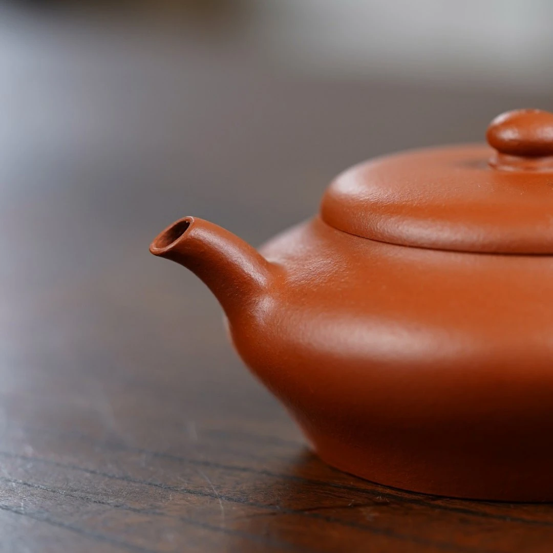 "Shi Yuan" (Persimmon Round) Yixing Teapot – 120cc, Semi-Handmade Small Coal Kiln Zhuni by Zhang Jianqiang