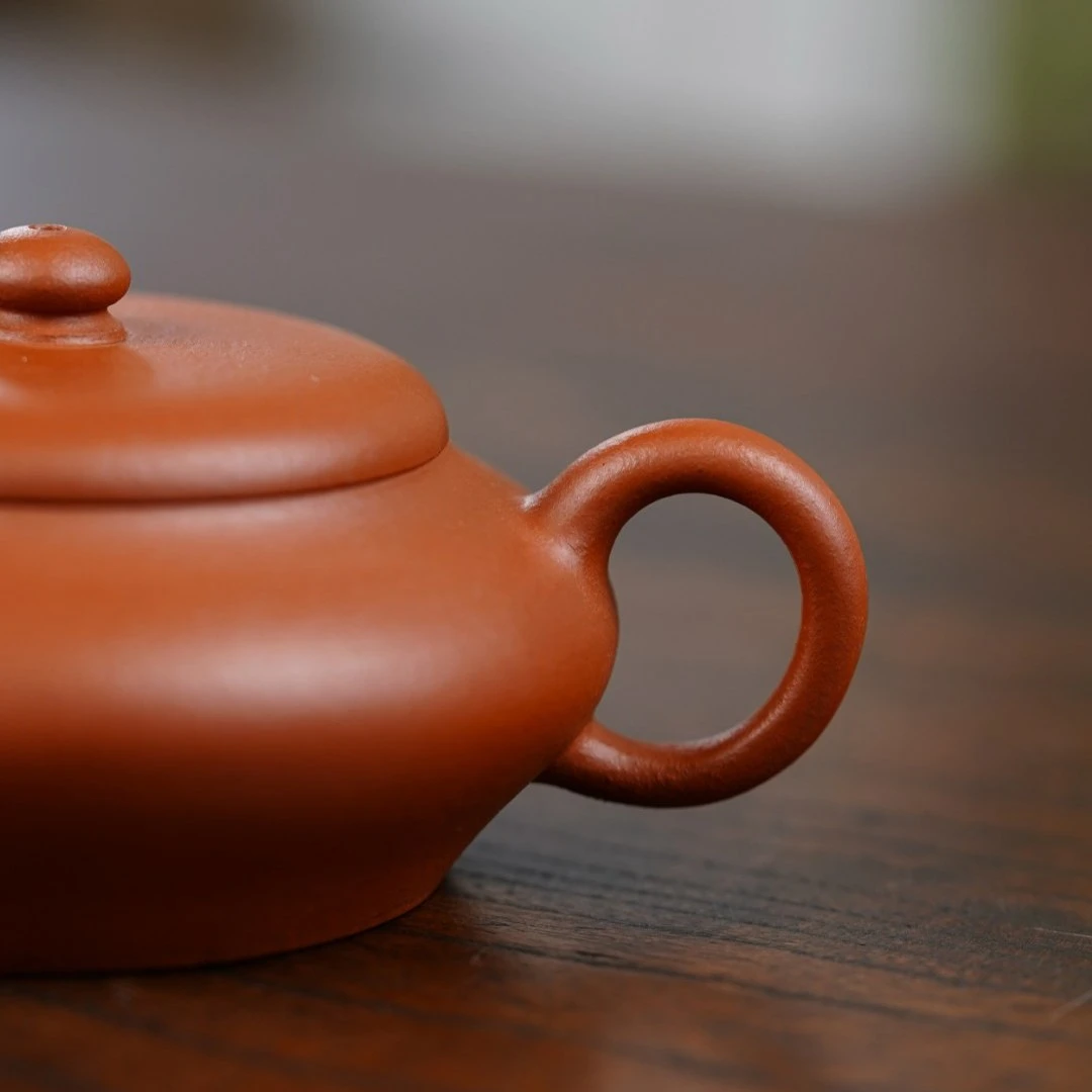 "Shi Yuan" (Persimmon Round) Yixing Teapot – 120cc, Semi-Handmade Small Coal Kiln Zhuni by Zhang Jianqiang