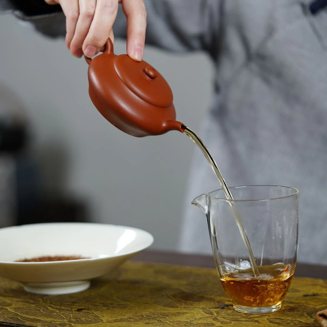 "Shi Yuan" (Persimmon Round) Yixing Teapot – 120cc, Semi-Handmade Small Coal Kiln Zhuni by Zhang Jianqiang