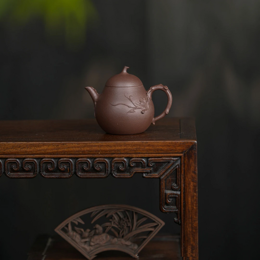 "Hu Lu" (Gourd) Yixing Teapot – 140cc, Semi-Handmade with Huanglongshan Original Zi Ni Clay, by Artisan Yuan Qun