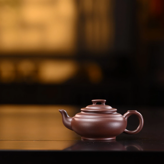 "Shang Xinqiao" (New Bridge) Yixing Teapot – 100cc, Semi-Handmade with Huanglongshan Purple Clay by Zou Rong