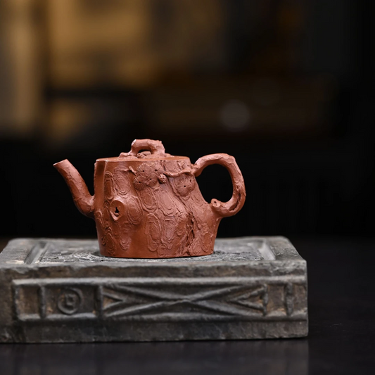 "Song Feng" (Pine Wind) Yixing Teapot – 120cc, Fully Handmade with Small Coal-Kiln Fired Zhu Ni Clay, by Artisan Wang Long