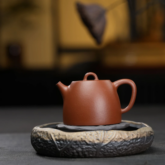 "Han Duo" Yixing Teapot – 130cc, Semi-Handmade with Raw Zhu Ni Clay, Small Coal-Kiln Fired by Artisan Xu Linming