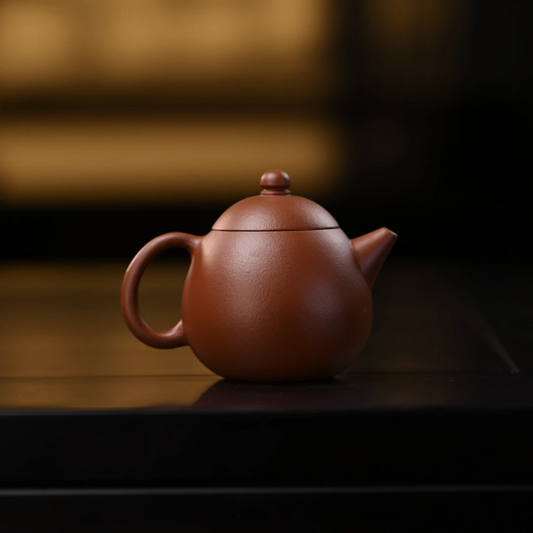 "Long Dan" 150cc Raw Sand Zhu Ni Teapot – Semi-Handmade Yixing Purple Clay Teapot by Artist Zhou Hongzhen – Small Coal Kiln Firing Traditional Teacup