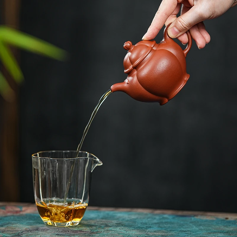 "Ruyi Haitang" (Auspicious Begonia) Yixing Teapot – 200cc, Semi-Handmade with Small Kiln Zhuni by Wu Yuehao