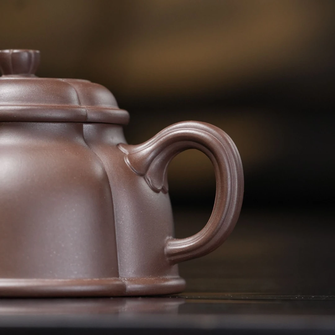 "Lian Yun" (Lotus Essence) Yixing Teapot – 150cc, Semi-Handmade with Huanglongshan Zi Ni Clay, by Artisan Wu Meiqun