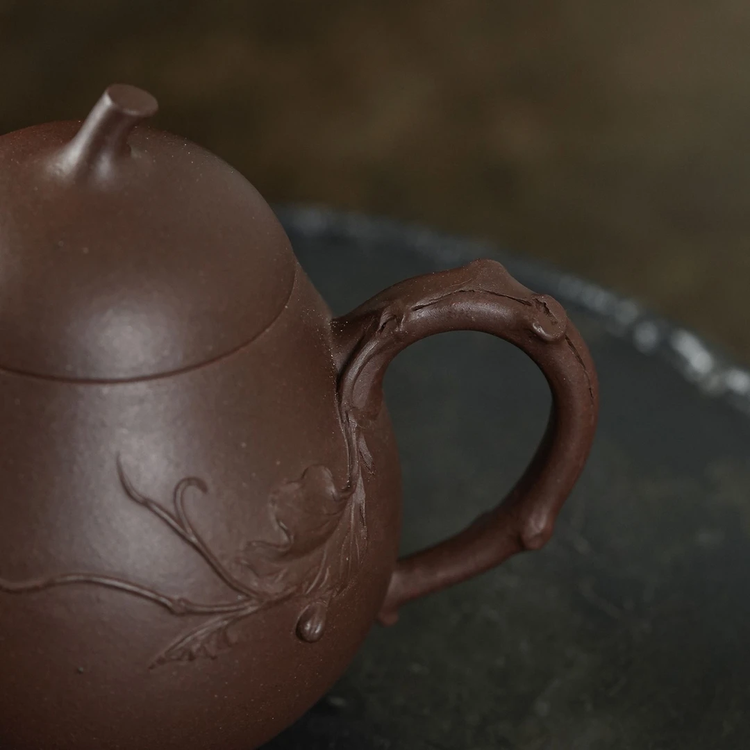 "Hu Lu" (Gourd) Yixing Teapot – 140cc, Semi-Handmade with Huanglongshan Original Zi Ni Clay, by Artisan Yuan Qun