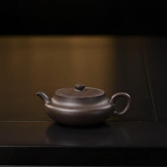 "Sang Pan" (Altar Base) Yixing Teapot – 180cc, Semi-Handmade with Huanglongshan Purple Clay by Zhang Shunying