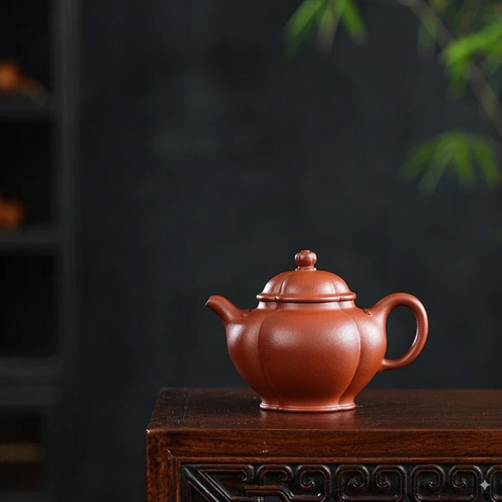 "Ruyi Haitang" (Auspicious Begonia) Yixing Teapot – 200cc, Semi-Handmade with Small Kiln Zhuni by Wu Yuehao