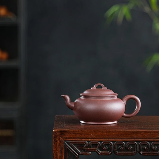 "Yun Qiao" (Cloud Bridge) Yixing Teapot – 180cc, Semi-Handmade with Huanglongshan Qing Shui Ni by Zhou Qibing